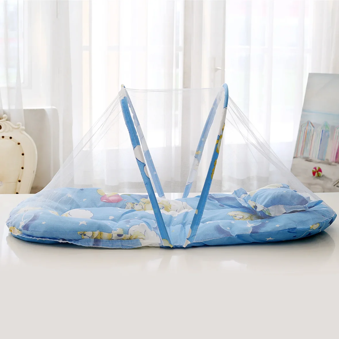 kf-Sfe0f29ae3f814284ae40d12d409b804dk-Baby-Bed-Infant-Mosquito-Nets-Foldable-with-Cotton-Pillows-Portable-Folding-Baby-Bedding-Crib-Netting